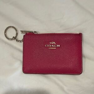 Coach Fuchsia Leather Keychain Pouch
